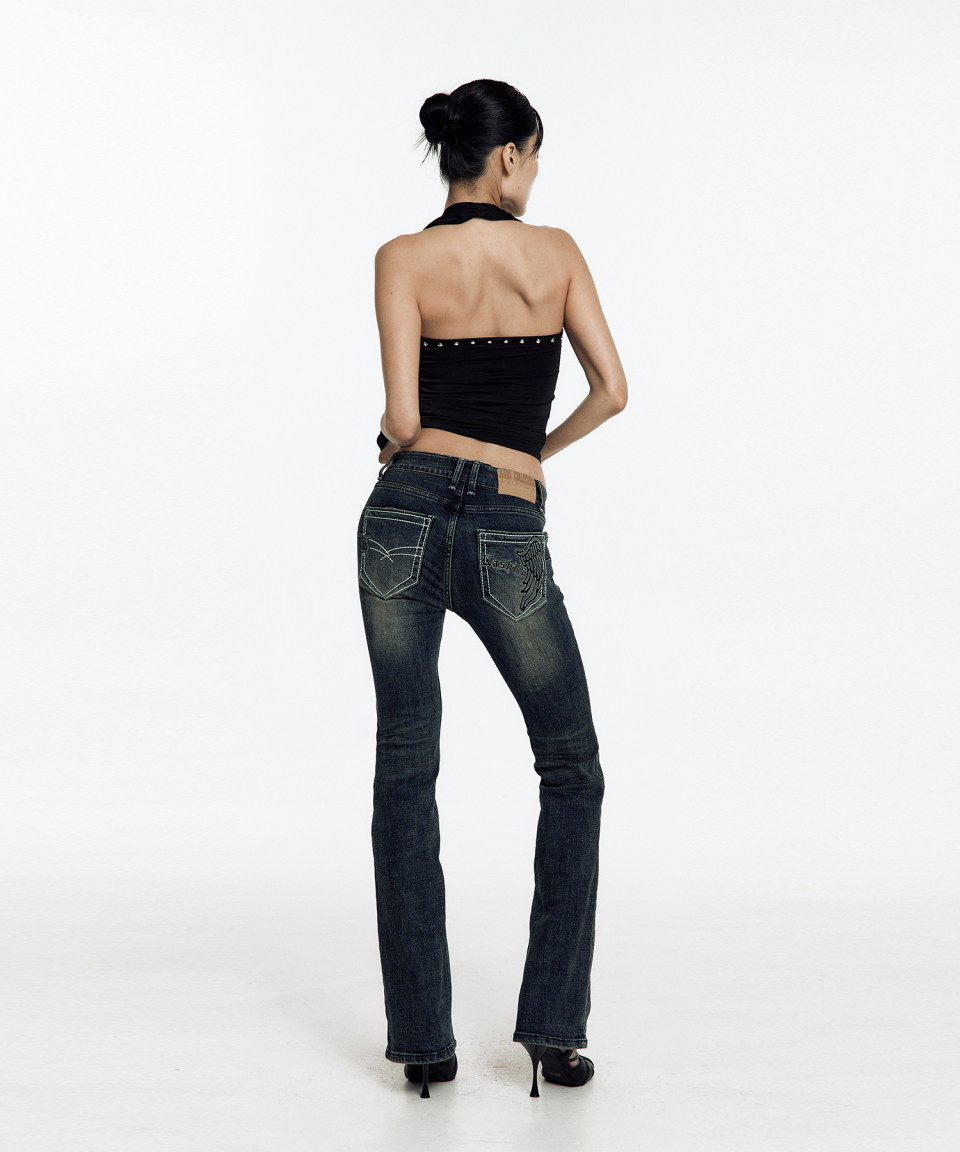 MUSINSA | KASHIKO Lowrise Boots Cut Denim Pants Blue