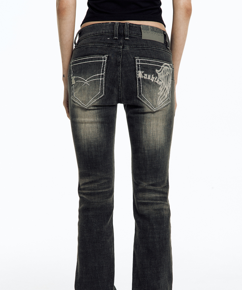 카시코(KASHIKO) Lowrise Boots Cut Denim Pants Black - 사이즈