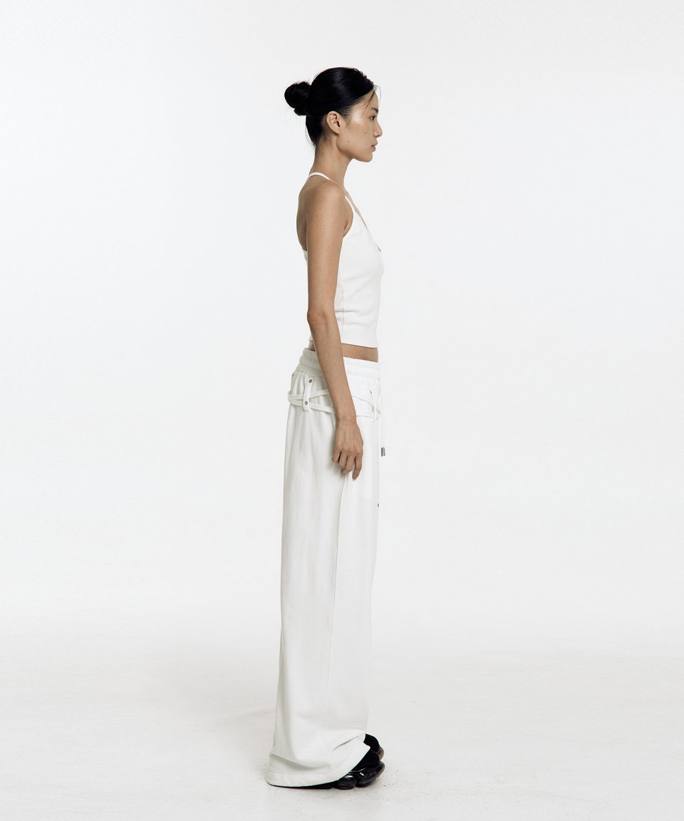 MUSINSA | KASHIKO Zenu Belt Sweat Pants White