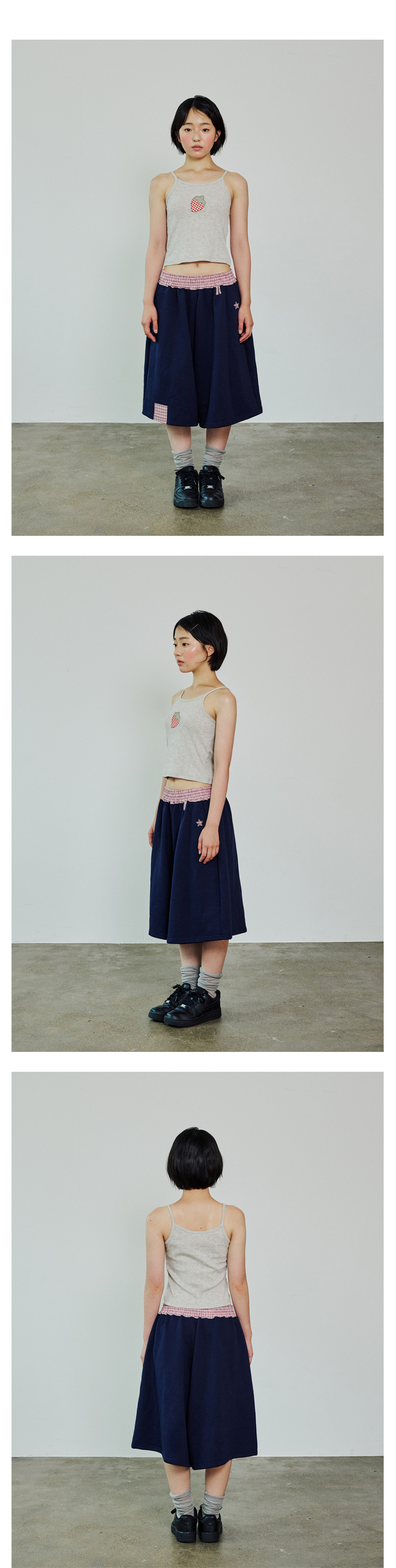 MUSINSA | ITZAVIBE CHECK BANDING BERMUDA PANTS - NAVY