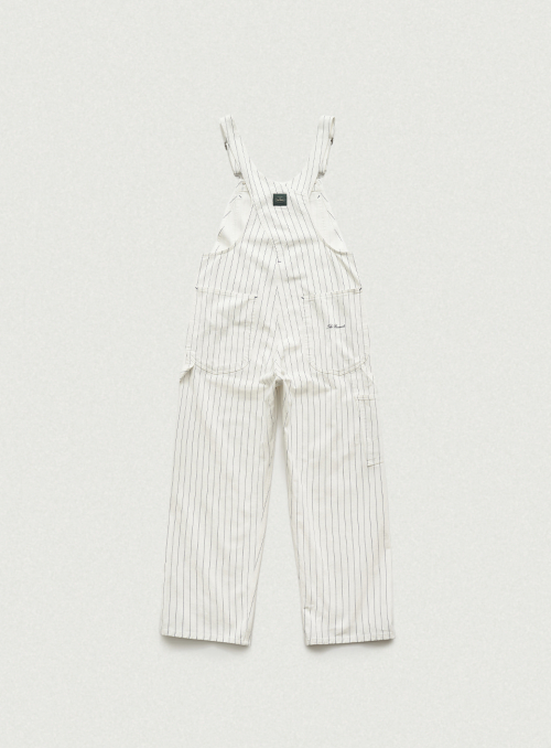 Hickory Striped Denim Overall_White