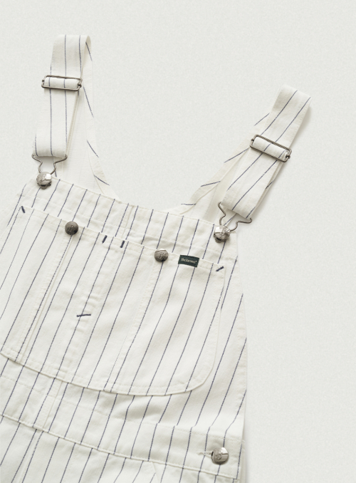 Hickory Striped Denim Overall_White
