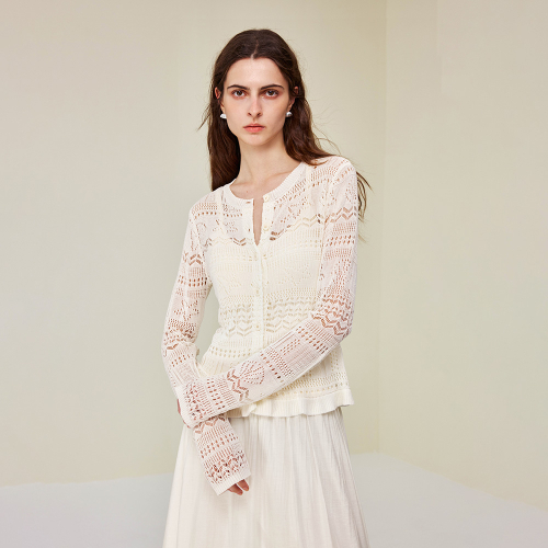 YY_Hollow crochet knitted cardigan