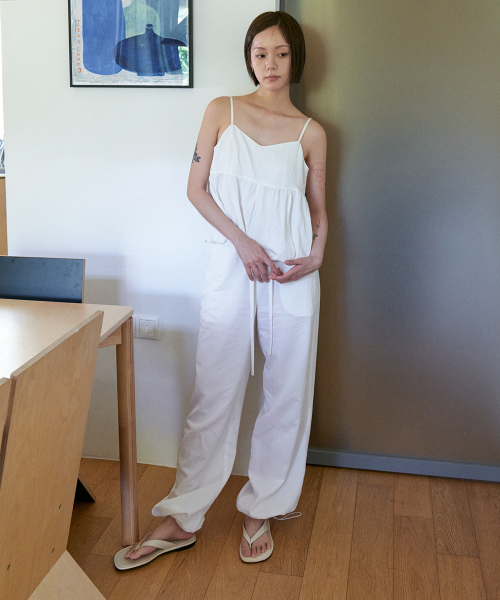 Airy nylon wide pants_WHITE