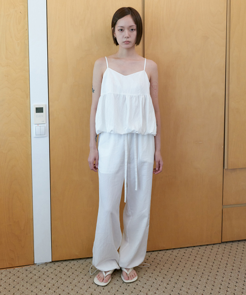 Airy nylon wide pants_WHITE
