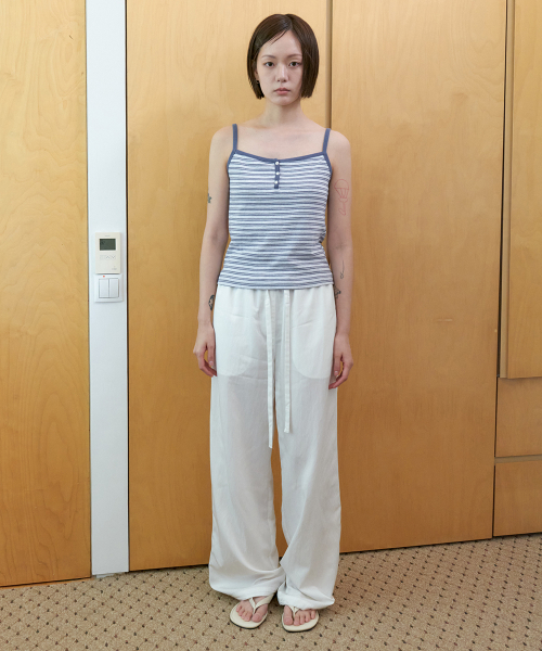 Airy nylon wide pants_WHITE