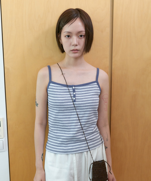 Soft stripe sleeveless top_BLUE