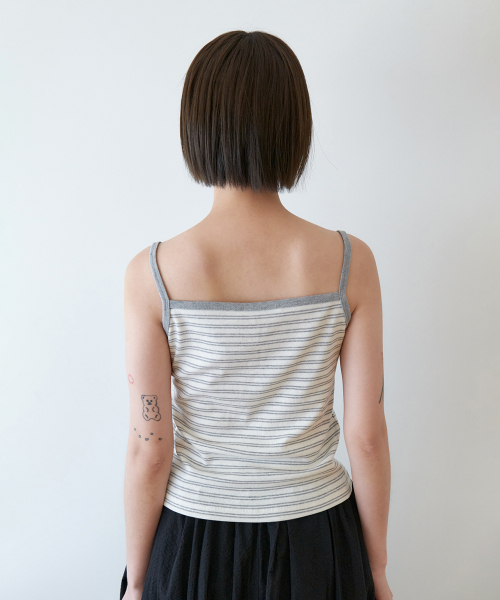 Soft stripe sleeveless top_GREY