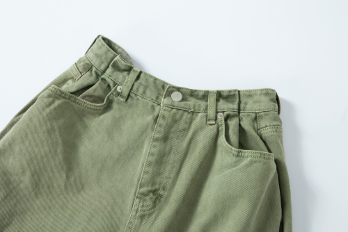 Washed tuck pocket pants - khaki
