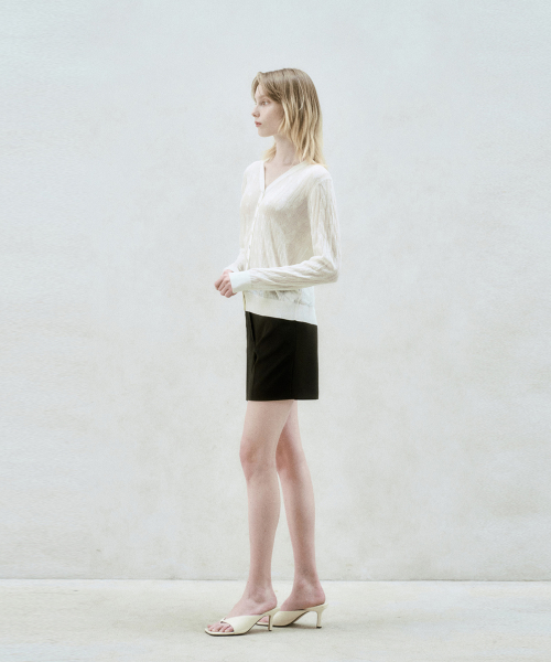LINEN BLEND CABLE KNIT SHEER CARDIGAN CREAM