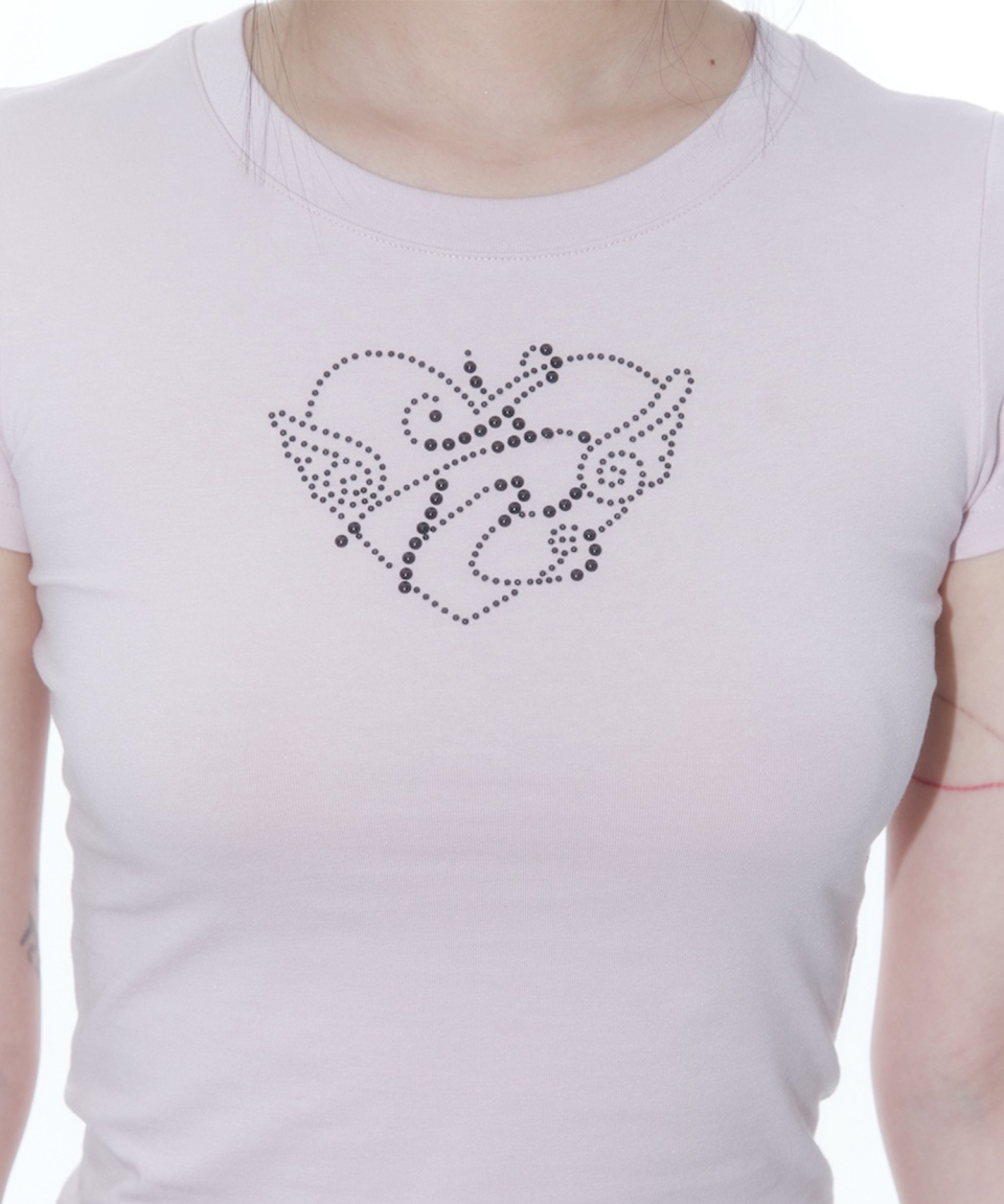 Kashiko☆Flower Heart Baby Tee MUSINSA公式 | KASHIKO Flower Heart Baby Tee Pink