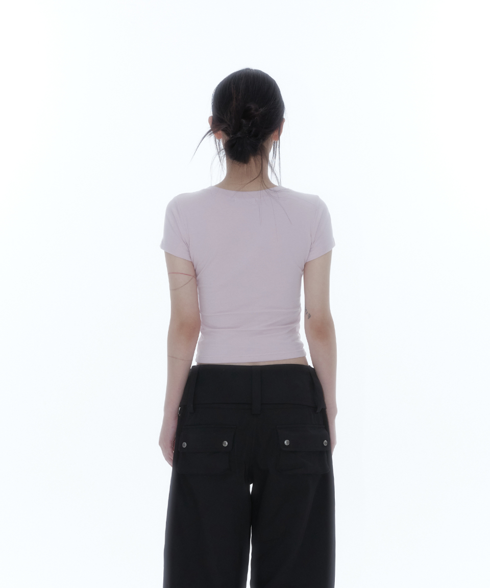 MUSINSA公式 | KASHIKO Flower Heart Baby Tee Pink