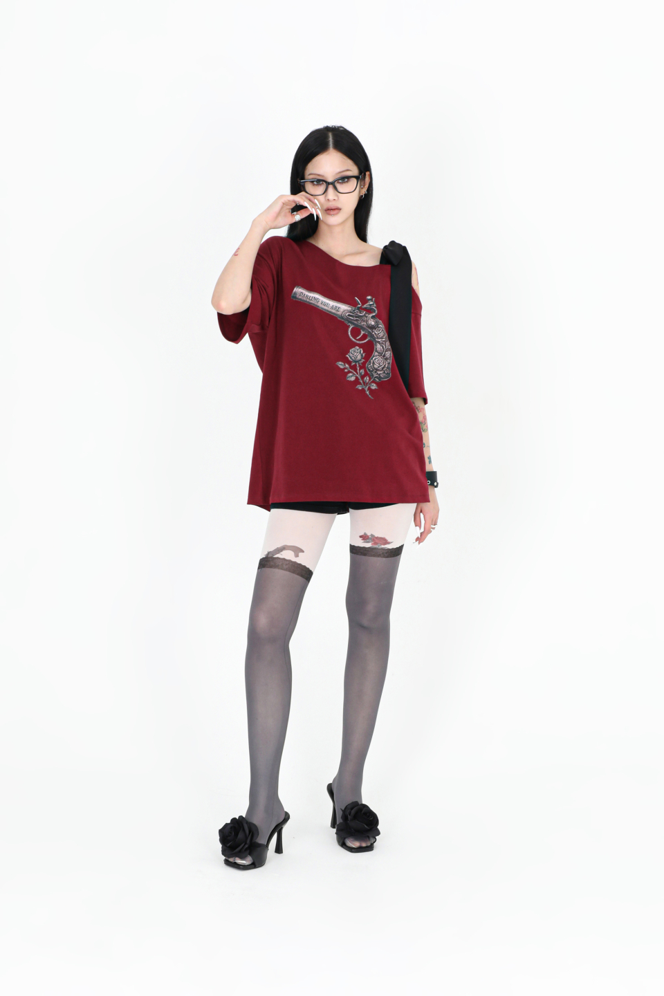 【Darling you're bad】25ss RIBBON ROSE PISTOL TEE MUSINSA | DARLING, YOU'RE BAD RIBBON ROSE PISTOL TEE #WHITE
