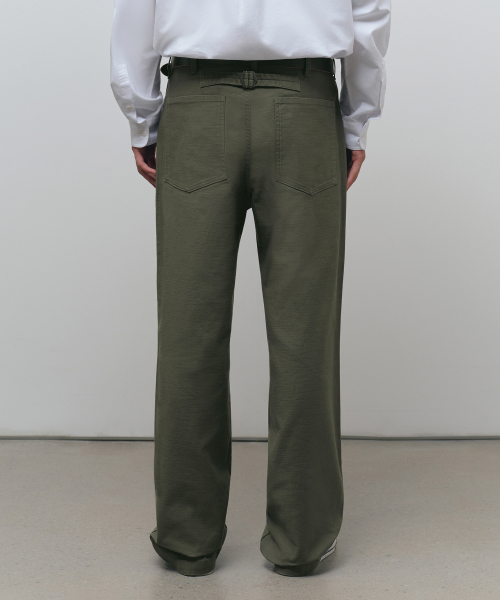 BACK SATIN BAKER PANTS [KHAKI]