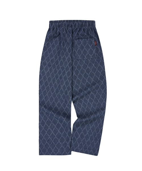 Waffle Jaquard Denim Pants Mid Blue