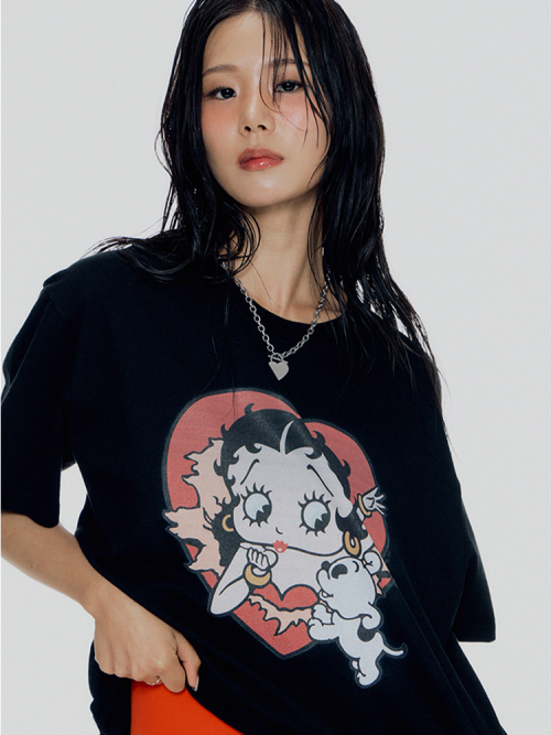 Оверсайз футболка Betty Boop Heart Burst Black
