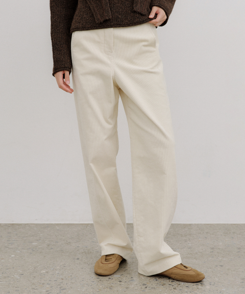 CURVED CORDUROY PANTS_CREAM