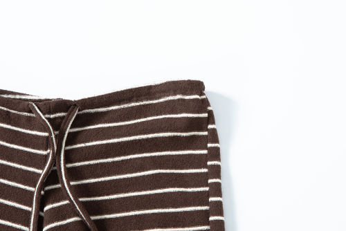 Lowrise terry stripe pants - brown