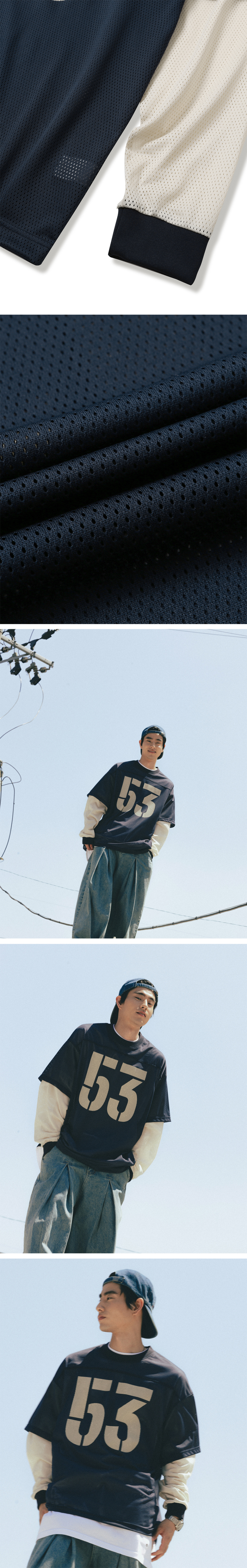 【ANGLAN】25SS★ [AG] Mesh Layered Long Sleeve MUSINSA | ANGLAN Mesh Layered Long Sleeve - Blue