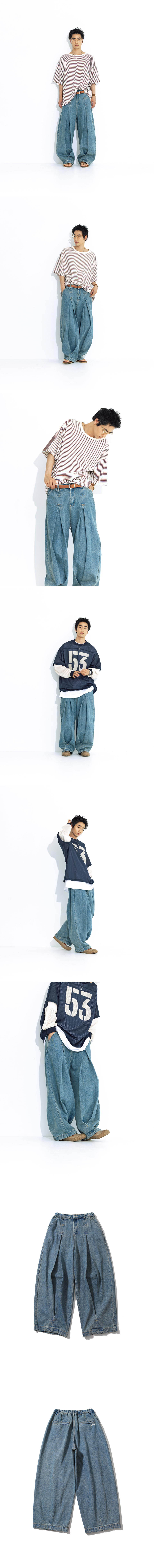 【ANGLAN】25SS★ [AG] Long Tuck Wing Balloon Denim Pants MUSINSA | ANGLAN Long Tuck Wing Balloon Denim Pants - Washed