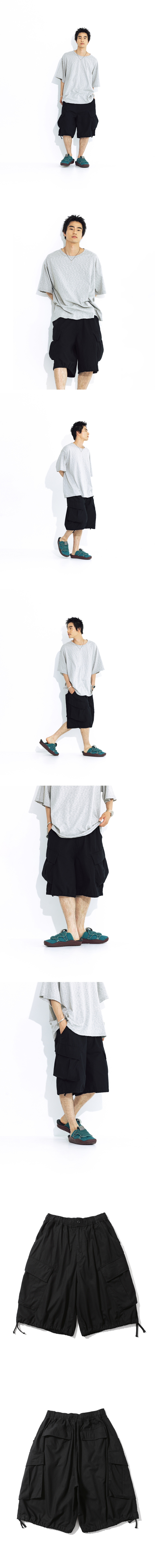 MUSINSA | ANGLAN Rib stop Cargo Half Pants - Black