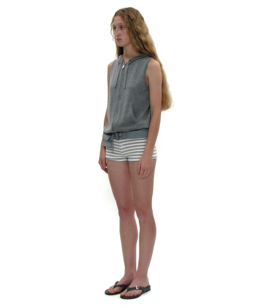 Трикотажный жилет на молнии с капюшоном_Melange