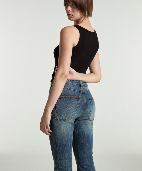 High waist flare pants (Indigo)