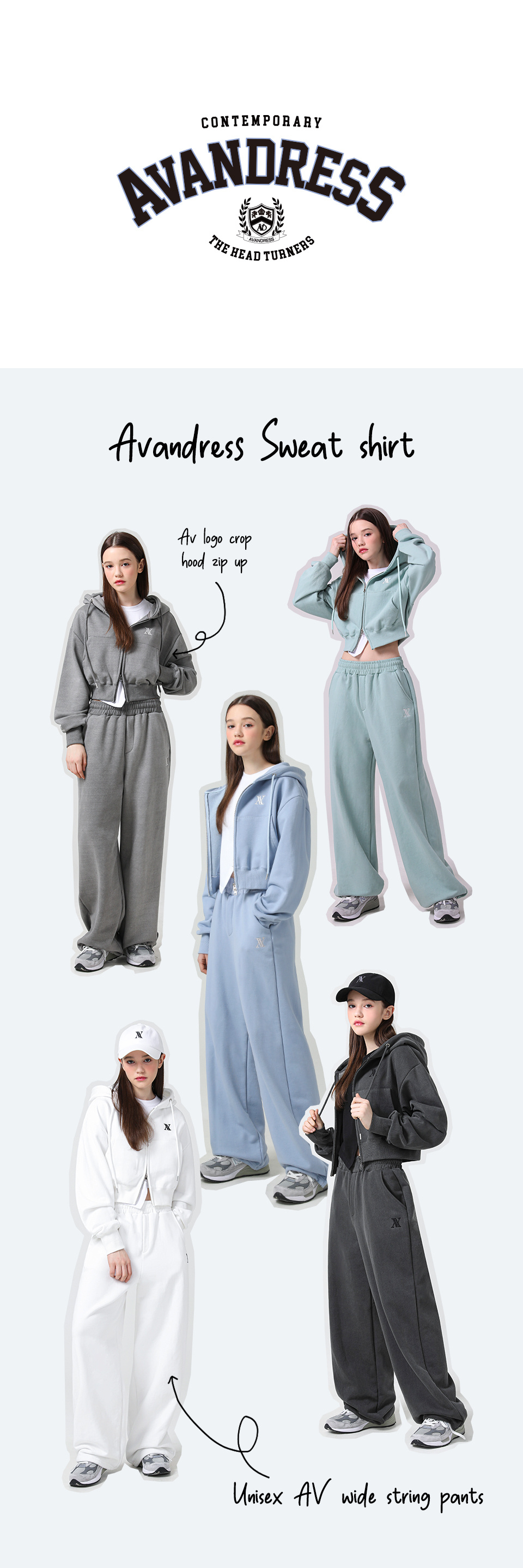 어반드레스(AVANDRESS) AV LOGO CROP HOOD ZIP-UP MINT - 사이즈 어반드레스(AVANDRESS) AV LOGO CROP HOOD ZIP-UP MINT - 사이즈