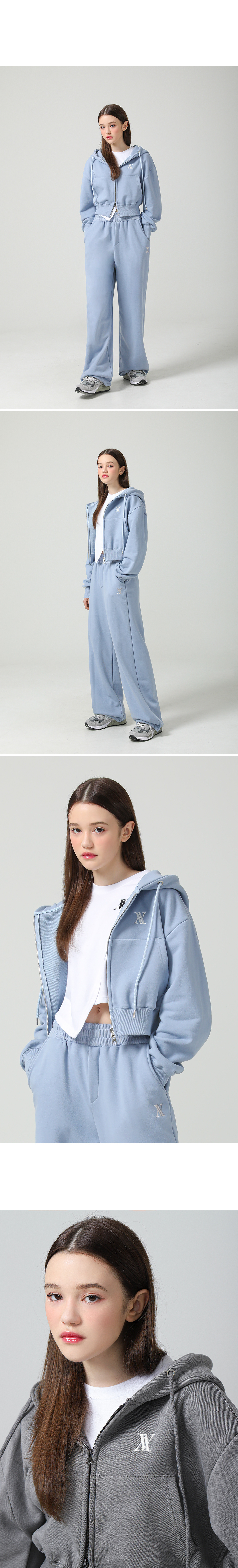 MUSINSA | AVANDRESS AV LOGO CROP HOOD ZIP-UP SKY BLUE