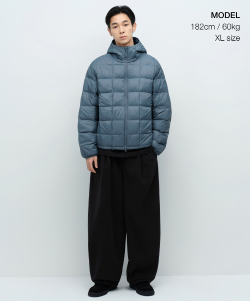 Легкий стеганый пуховик с капюшоном Blue Gray
