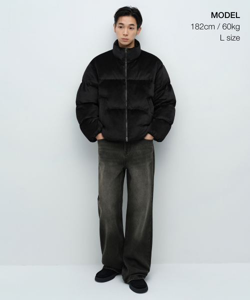 Ежедневная стёганая куртка Daily Puffer бархатная, Black