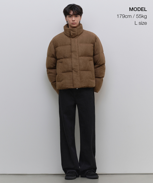 Повседневный короткий пуховик из искусственной замши [Light Brown]