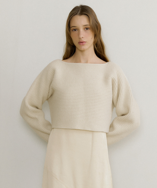 RACCOON BOAT NECK PULLOVER KNIT_3COLOR 3COLOR