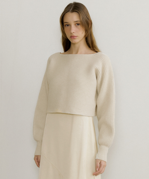 RACCOON BOAT NECK PULLOVER KNIT_3COLOR 3COLOR