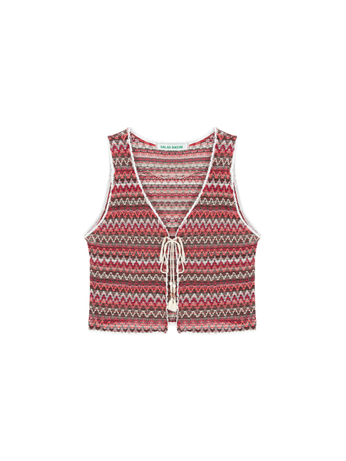 Lace jacquard vest - blue