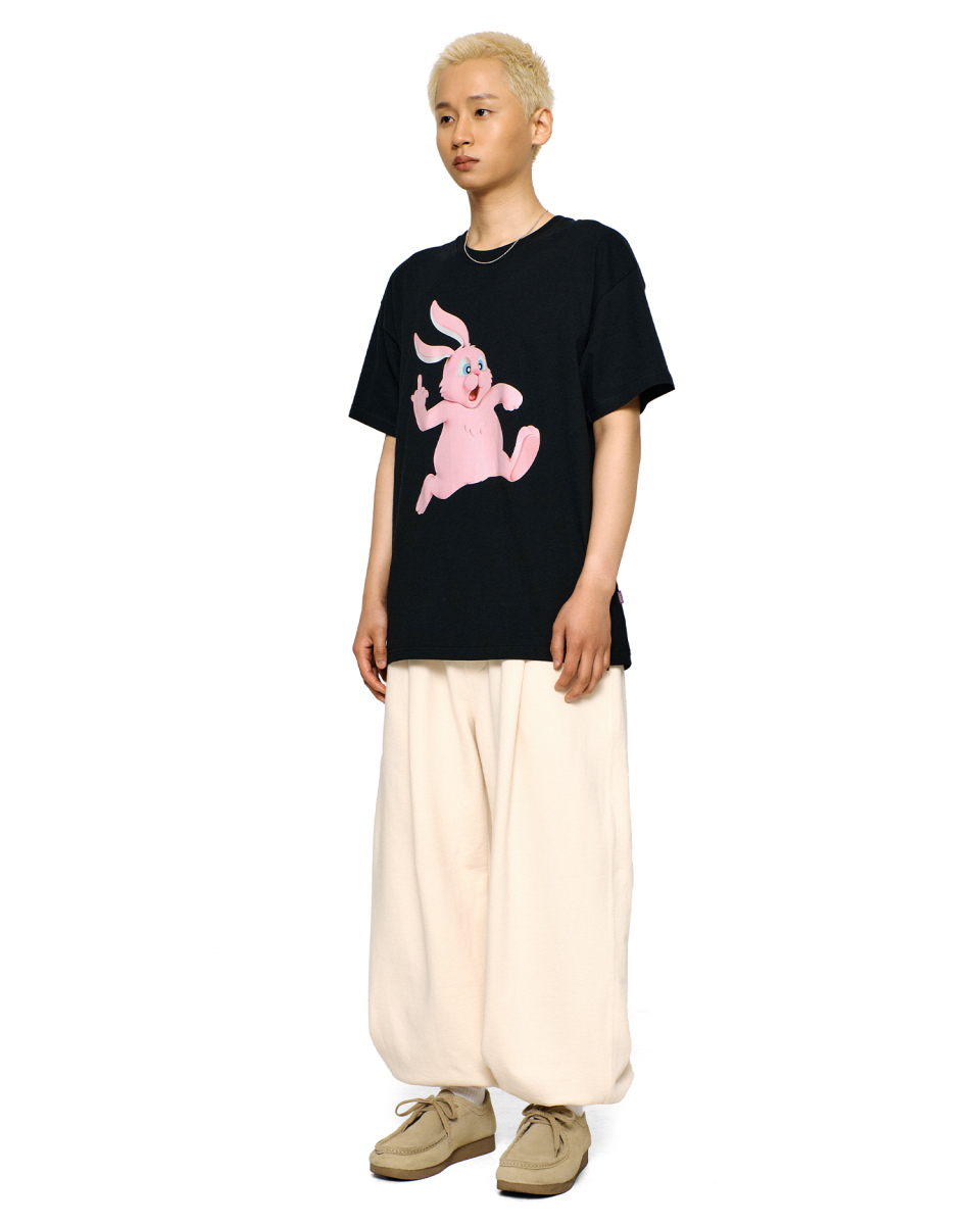 Tシャツ・カットソー LAUGHER Puck and Run Bunny White 3D T-Shirt Black TS67 MUSINSA | LAUGHER Puck and Run Bunny (Pink) 3D T-Shirt - Black