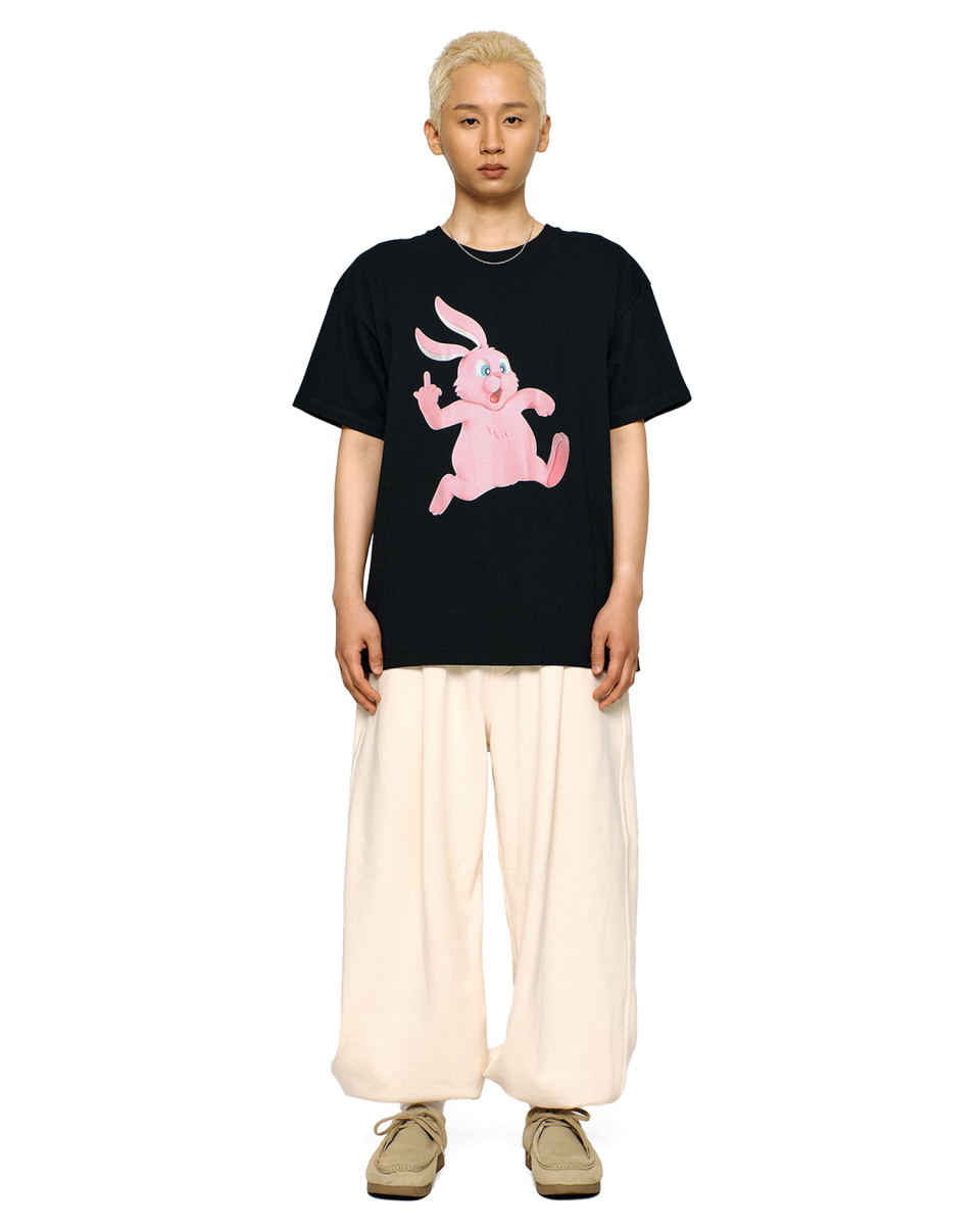 MUSINSA | LAUGHER Puck and Run Bunny (Pink) 3D T-Shirt - Black
