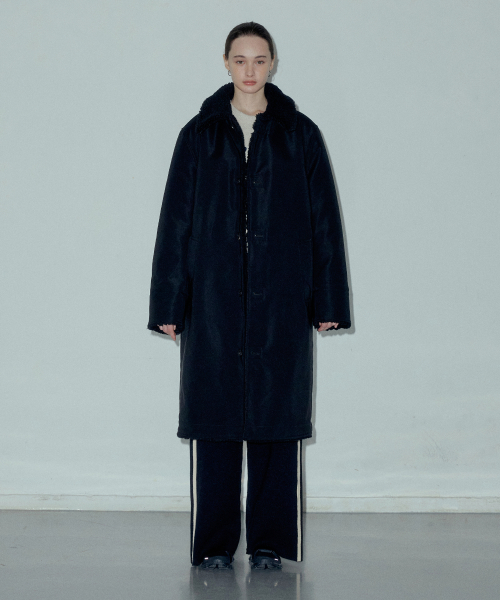 Длинное пальто из шерсти с цигейкой_CTO125 (Black)