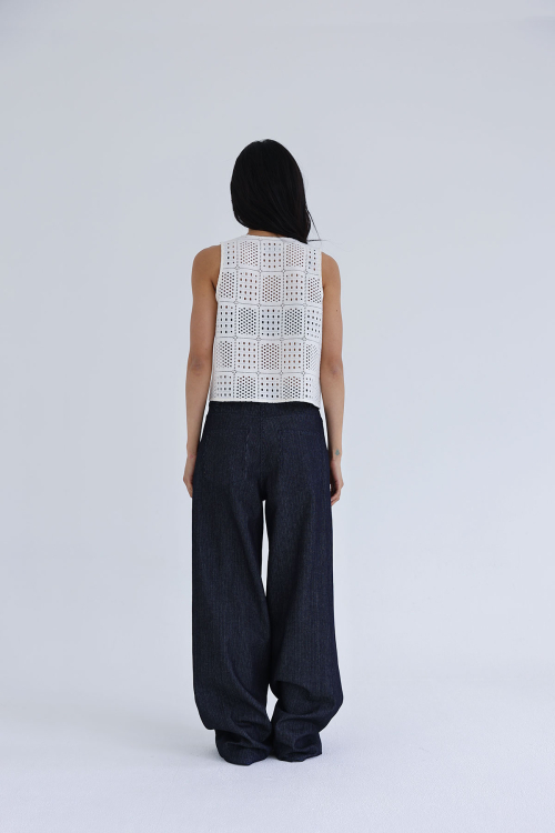 GRID CROCHET KNIT VEST