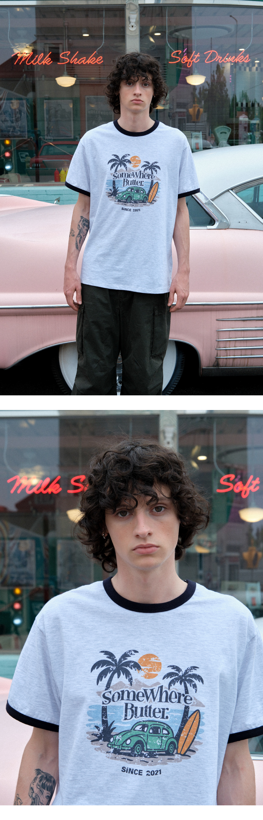 [SOMEWHERE BUTTER]★25SS★Vintage Car Wave Logo Over-Fit Top MUSINSA | SOMEWHEREBUTTER Vintage Car Wave Logo Over-Fit Top