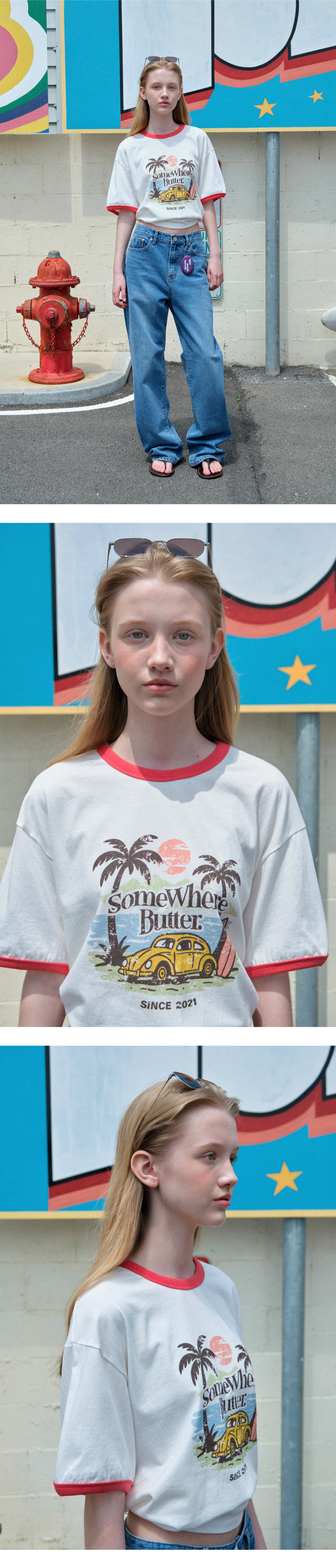 MUSINSA | SOMEWHEREBUTTER Vintage Car Wave Logo Over-Fit Top
