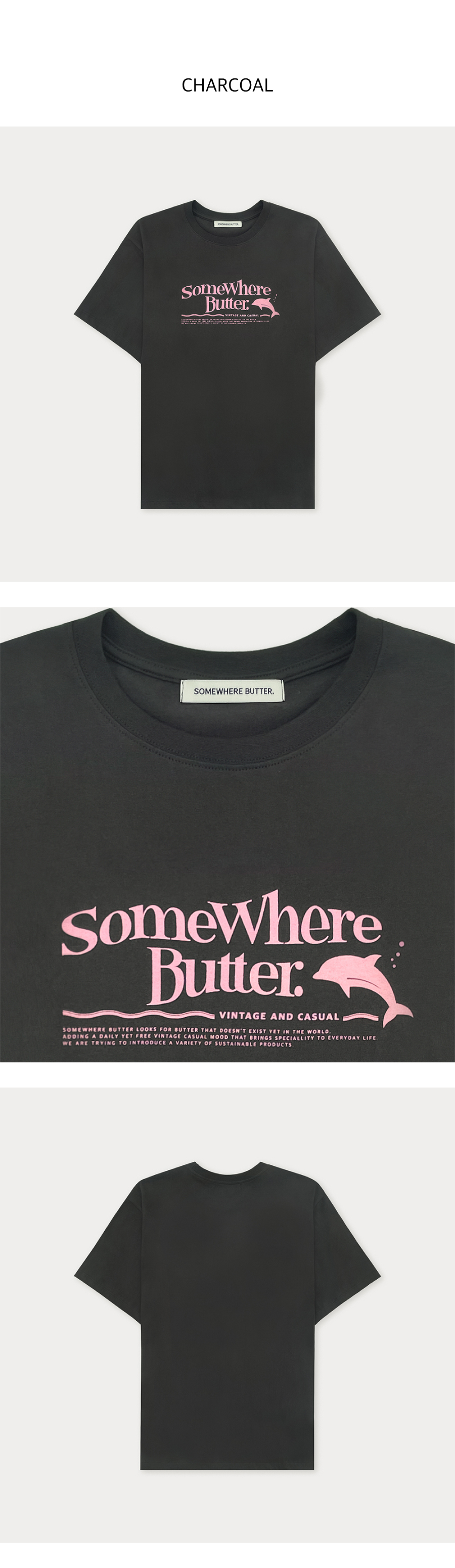 MUSINSA | SOMEWHEREBUTTER Dolphin Wave Logo Over-Fit Top