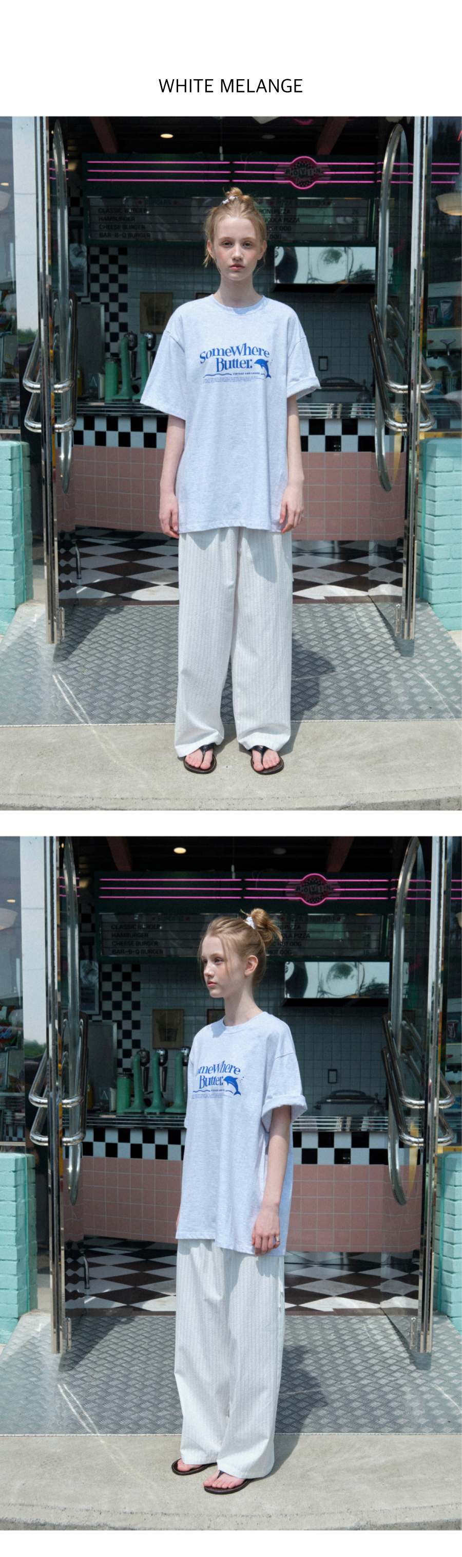 MUSINSA | SOMEWHEREBUTTER Dolphin Wave Logo Over-Fit Top