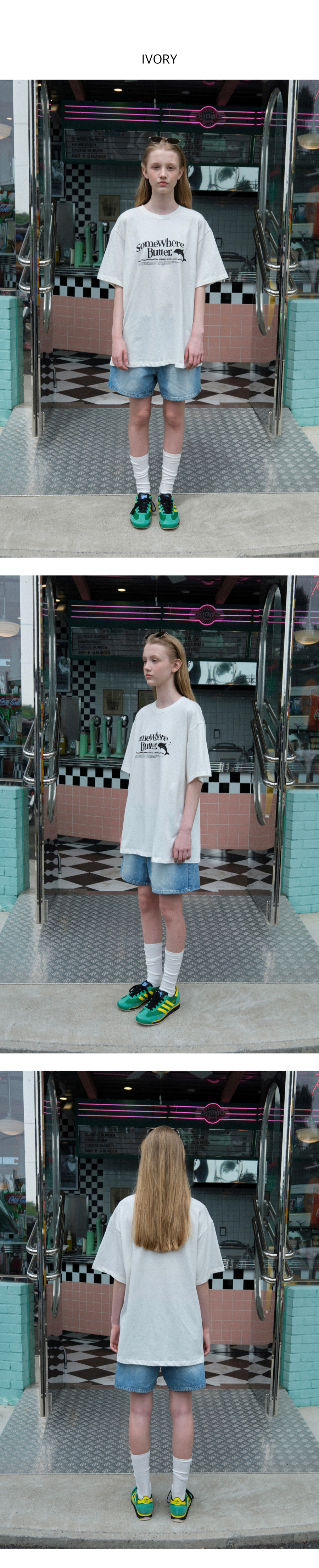 MUSINSA | SOMEWHEREBUTTER Dolphin Wave Logo Over-Fit Top