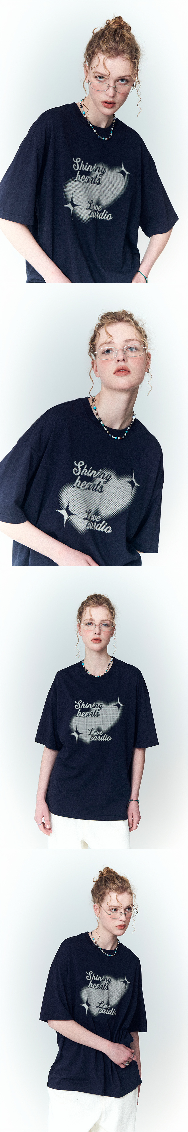 MUSINSA | CPGN STUDIO Heart Shine Short Sleeve T-shirt Navy