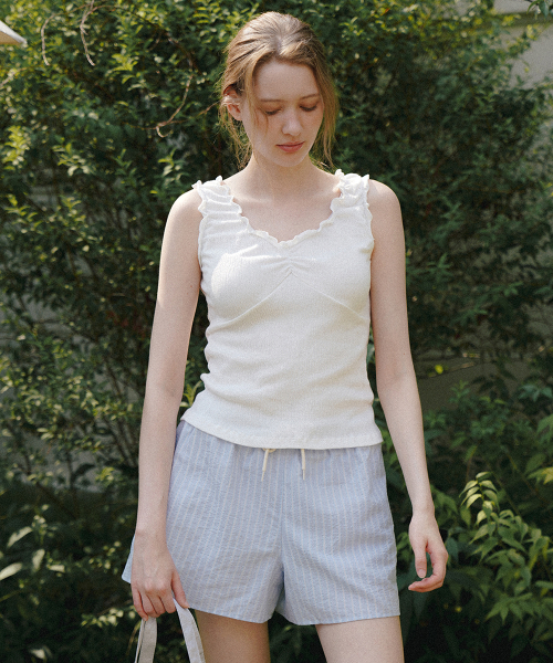 Топ со сборками Wave Shirring Sleeveless Ivory