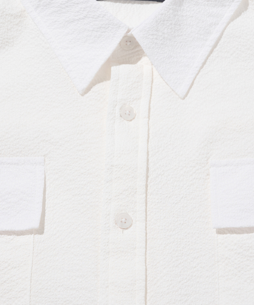 Рубашка из сирсакера с карманом (White)