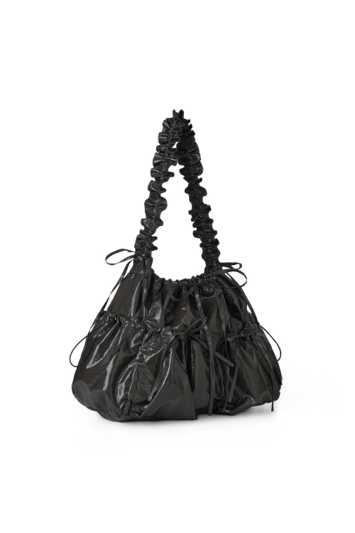 DEINET COATING SHIRRING BAG IN BLACK
