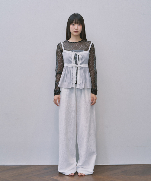 ke301-Ribbon Mesh Long Sleeve Black 301