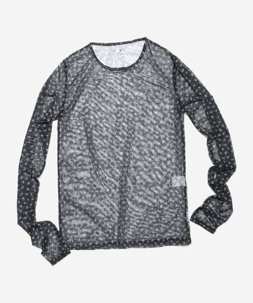 ke301-Ribbon Mesh Long Sleeve Black 301